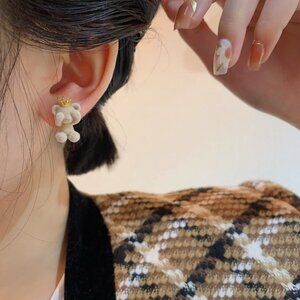 Peek A Boo Bear Earring, Plush Bear Stud Earring, Women, Girl Fashion Jewelry